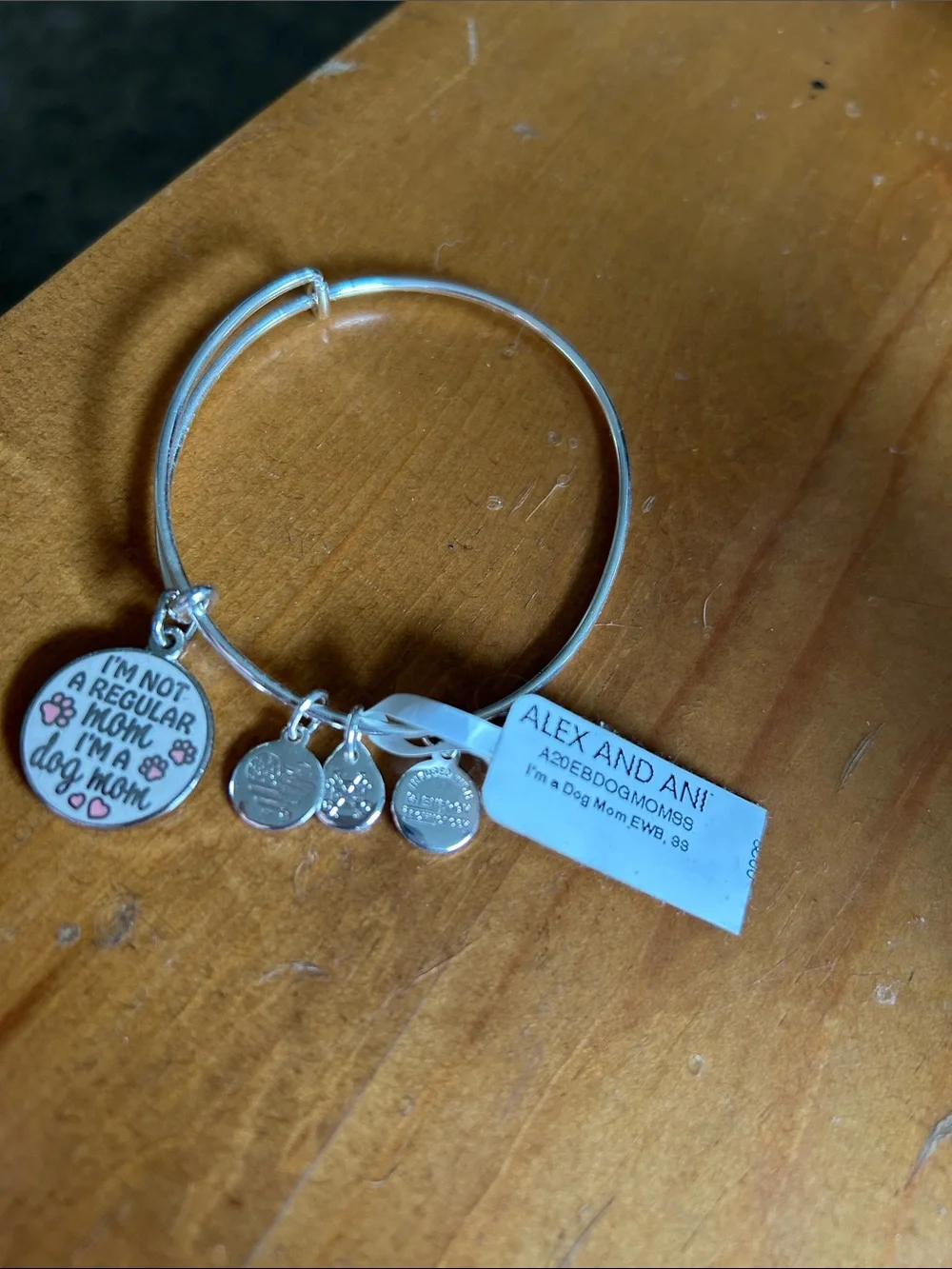 Alex and Ani Silver Bangle Bracelet “I’m not a regular mom, I’m a dog mom - Picture 3 of 3